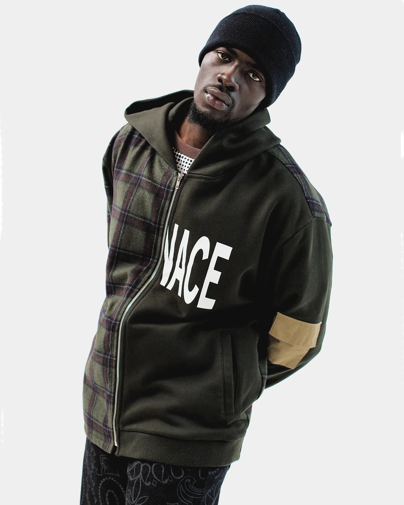MENACE SPLIT WOOL PLAID FRENCH TERRY HOODIE sold by Menace product image thumbnail 3