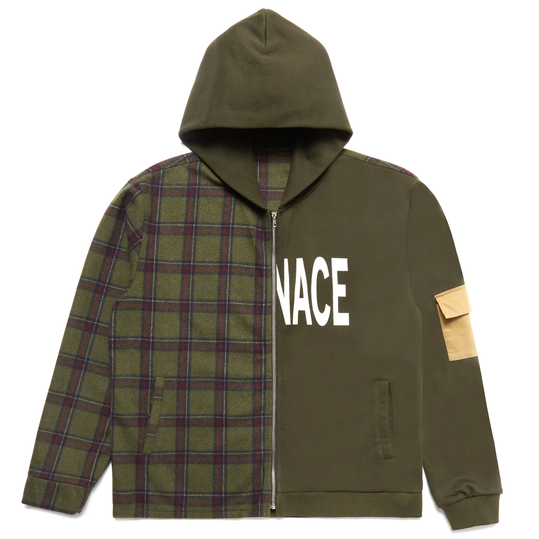 MENACE SPLIT WOOL PLAID FRENCH TERRY HOODIE sold by Menace
