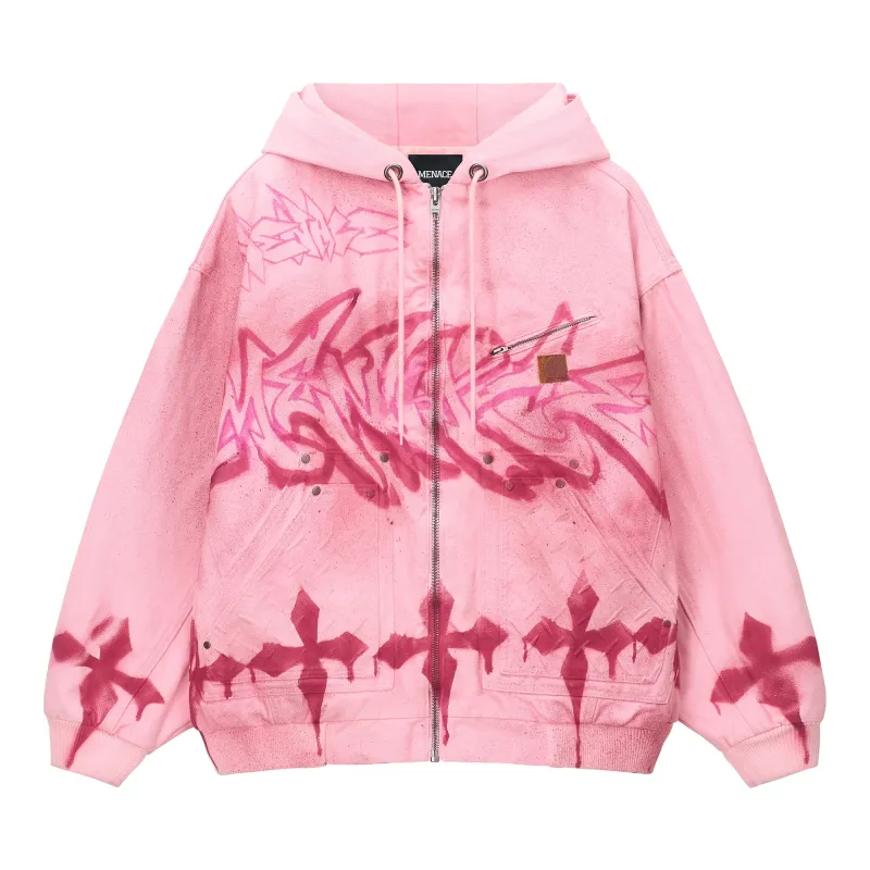 GRAFFITI STEEL EMBOSSED CANVAS HOODED JACKET sold by Menace