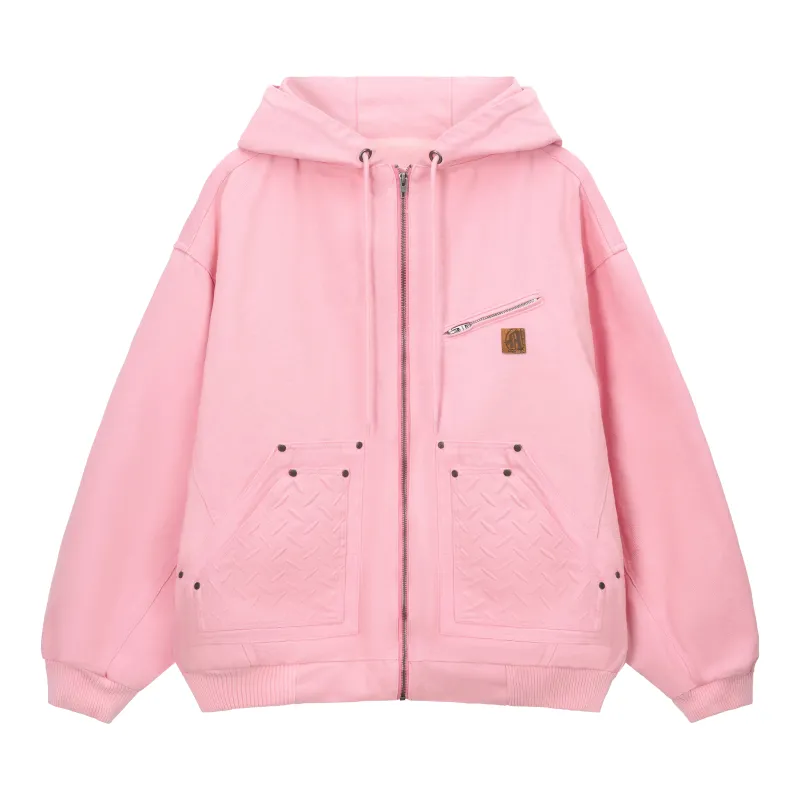 STEEL EMBOSSED CANVAS HOODED JACKET sold by Menace