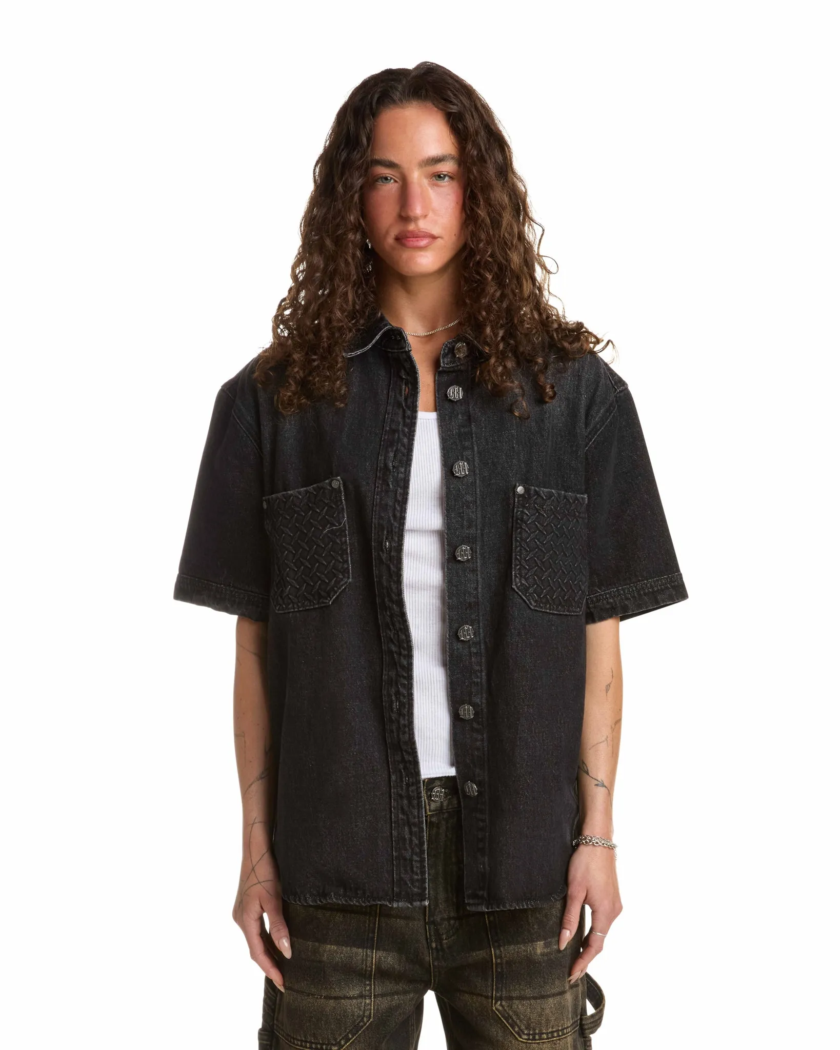 STEEL EMBOSSED DENIM WORK SHIRT sold by Menace product image thumbnail 3