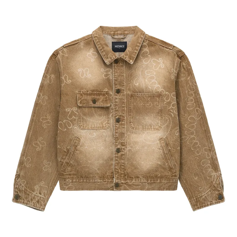 LASER ENGRAVED PAISLEY DENIM JACKET sold by Menace