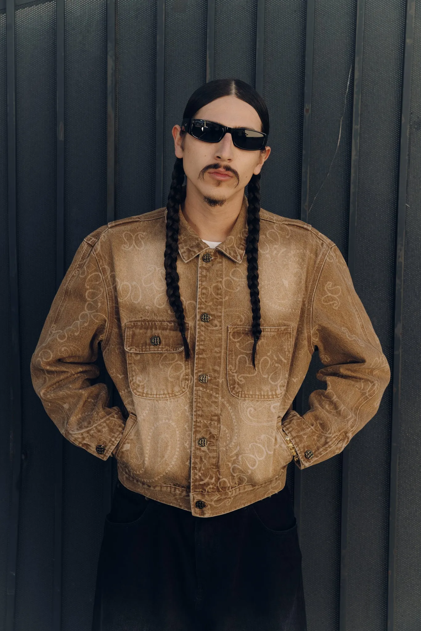 LASER ENGRAVED PAISLEY DENIM JACKET sold by Menace product image thumbnail 5