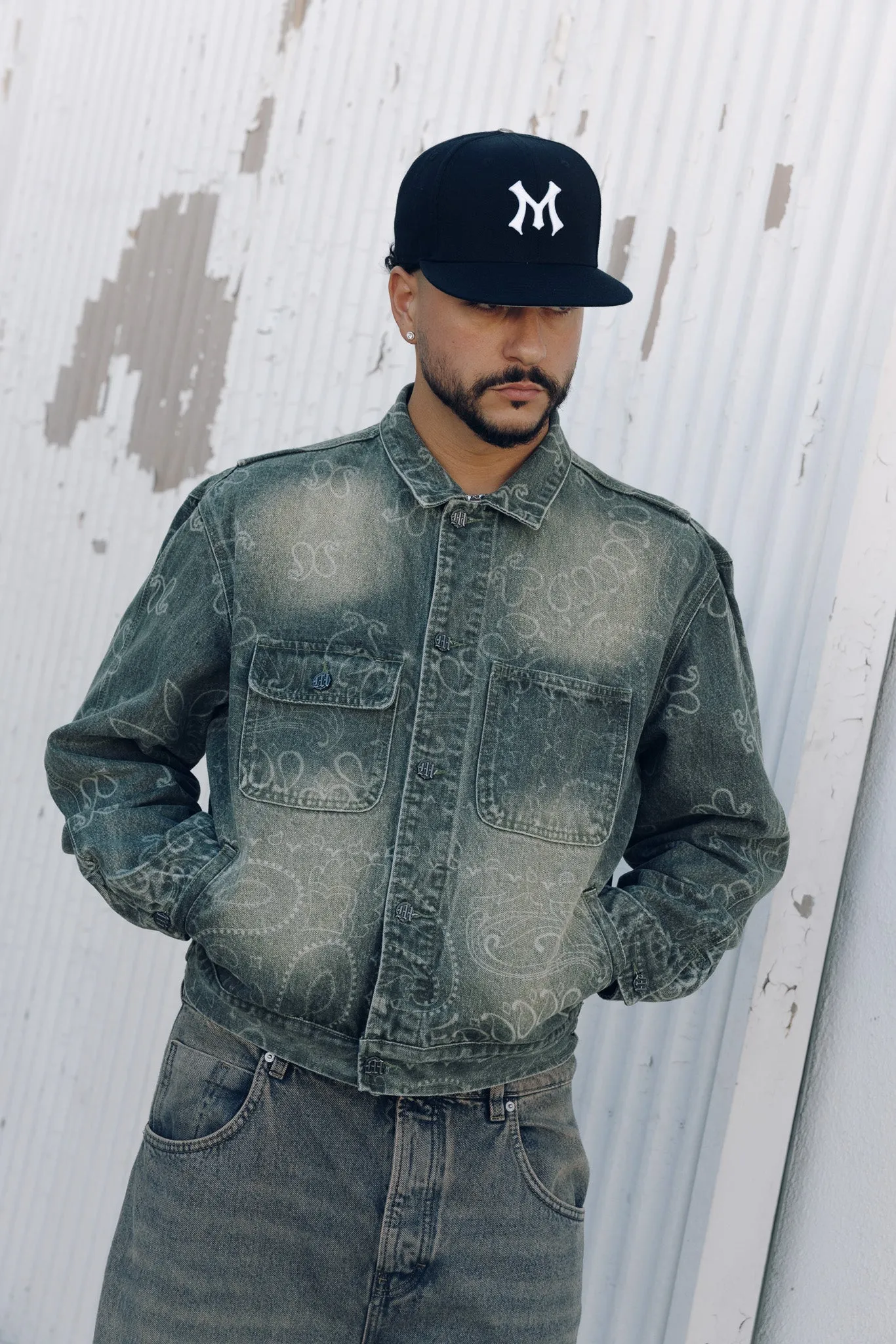 LASER ENGRAVED PAISLEY DENIM JACKET sold by Menace product image thumbnail 5
