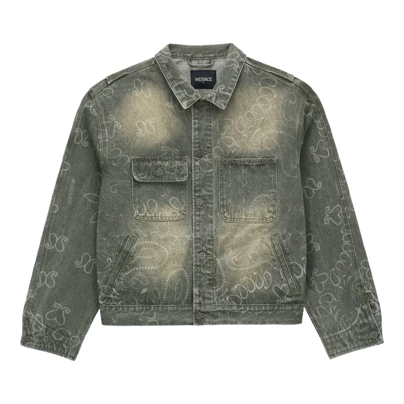 LASER ENGRAVED PAISLEY DENIM JACKET sold by Menace