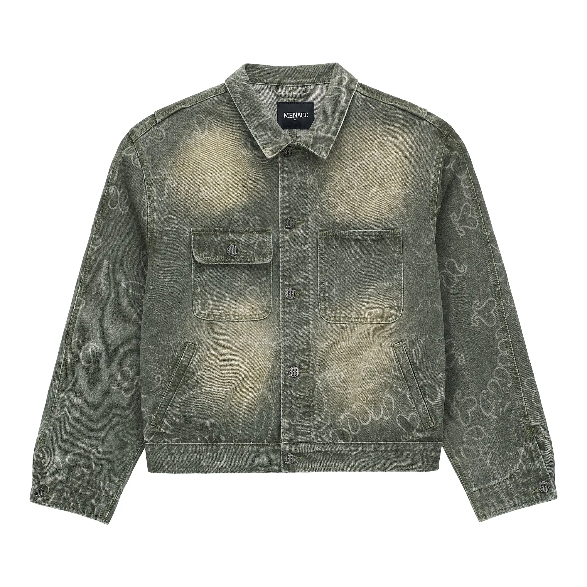 LASER ENGRAVED PAISLEY DENIM JACKET sold by Menace