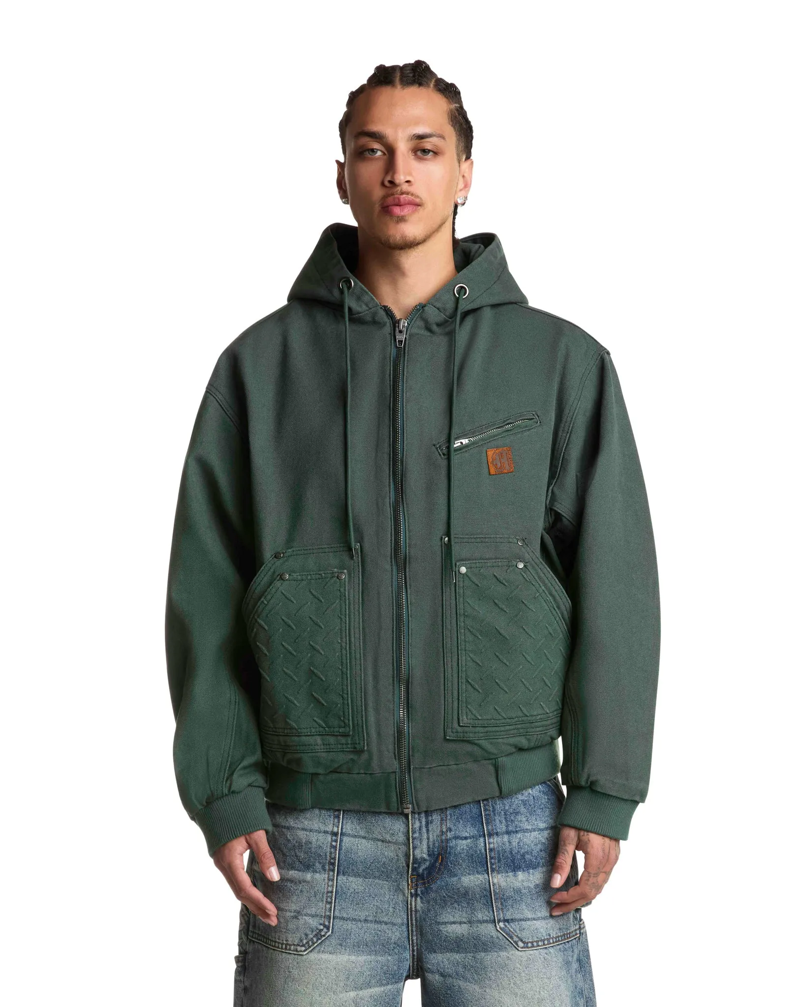 STEEL EMBOSSED CANVAS HOODED JACKET sold by Menace product image thumbnail 3