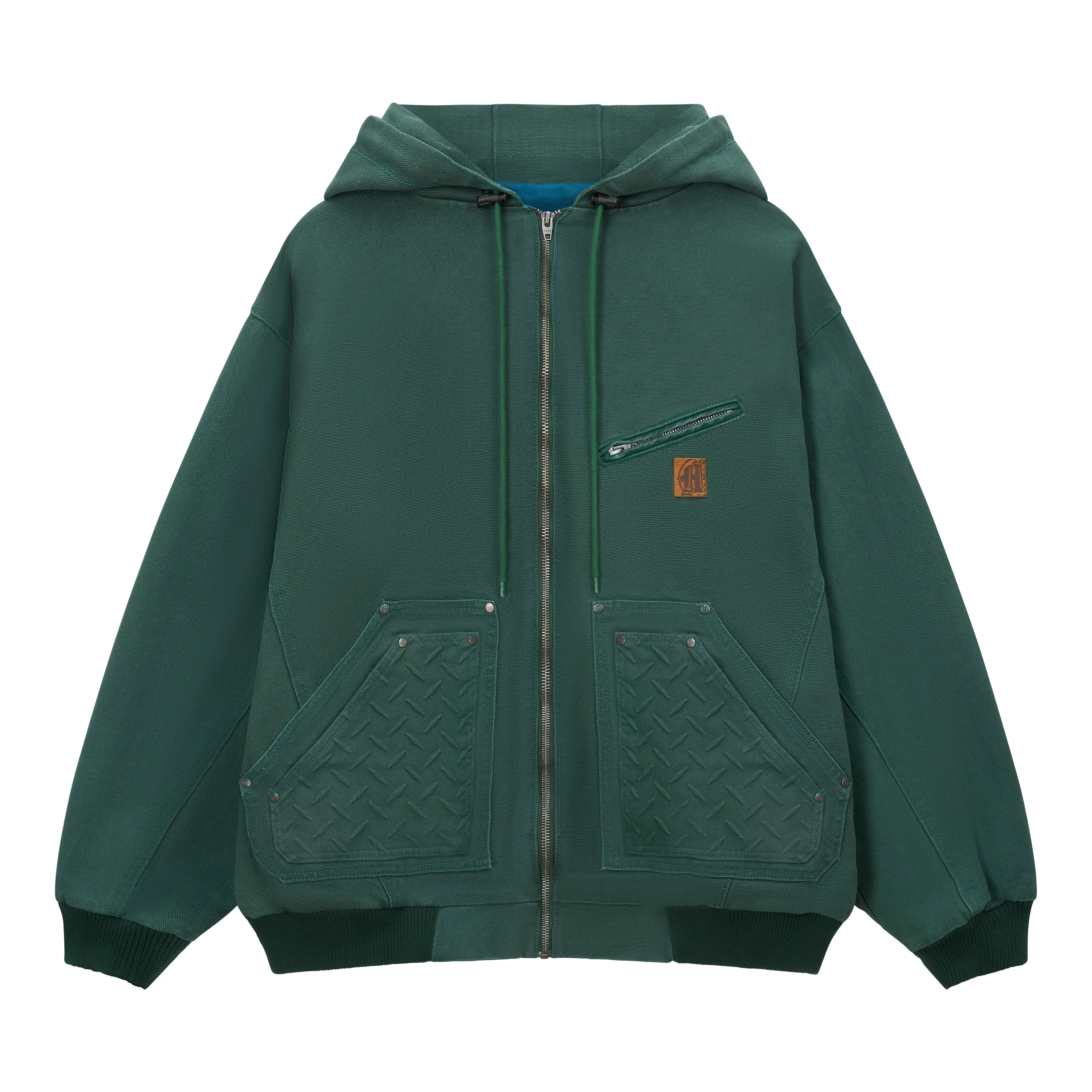 STEEL EMBOSSED CANVAS HOODED JACKET sold by Menace