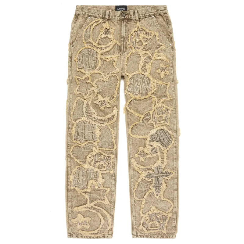 ICONOGRAPHY DENIM PATCH WORK PANTS made by Menace