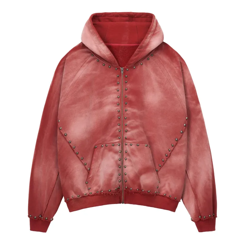 METAL RIVET ZIP-UP HOODIE sold by Menace