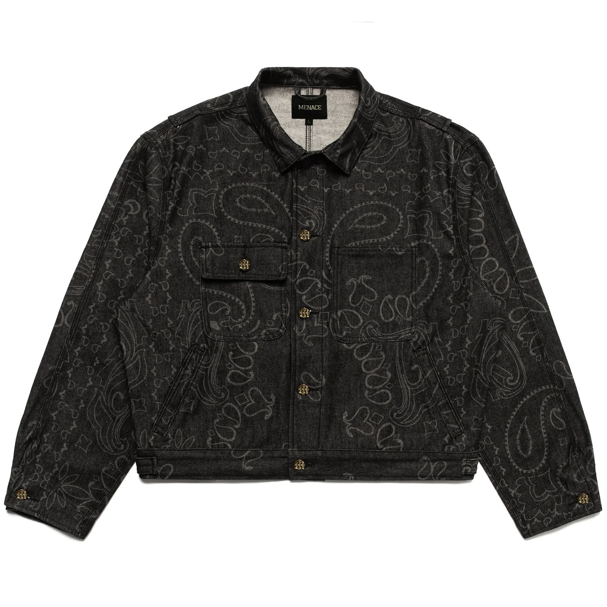 LASER ENGRAVED PAISLEY DENIM JACKET sold by Menace