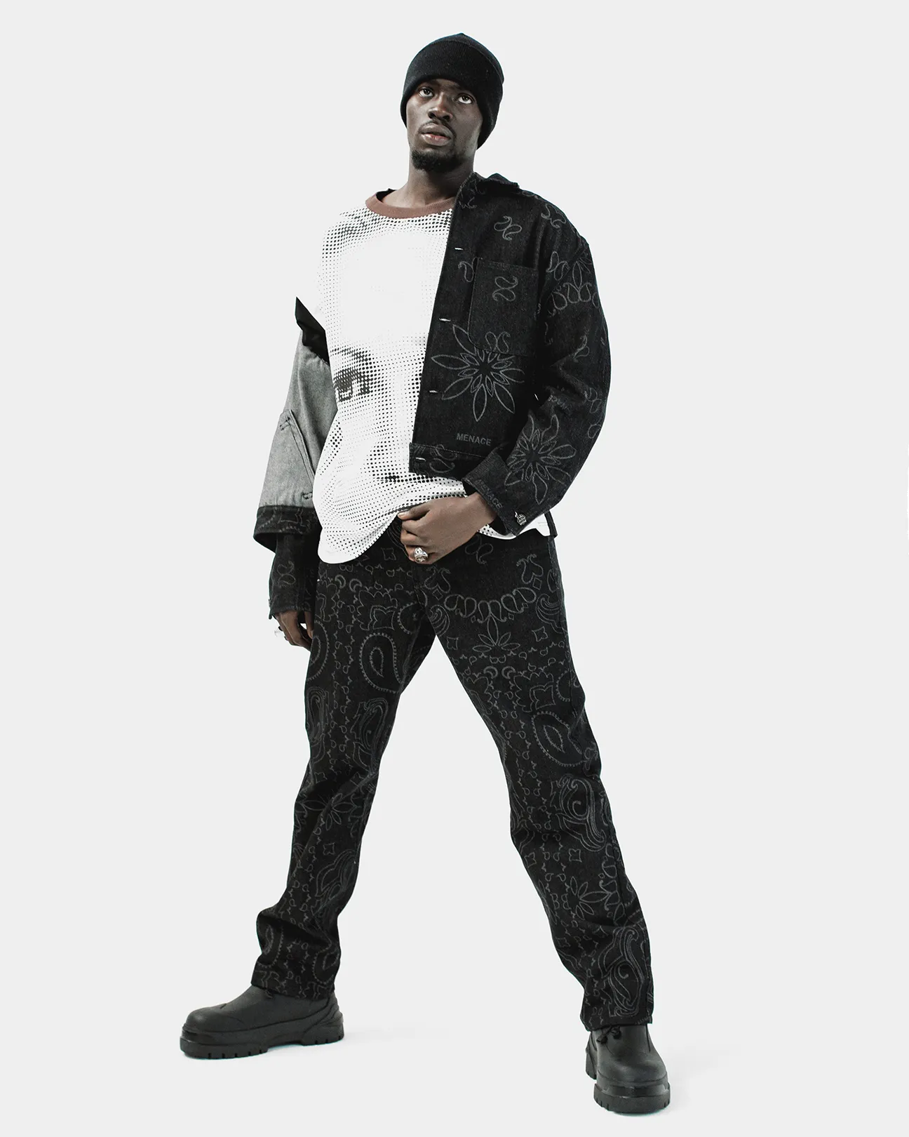 LASER ENGRAVED PAISLEY DENIM JACKET sold by Menace product image thumbnail 3