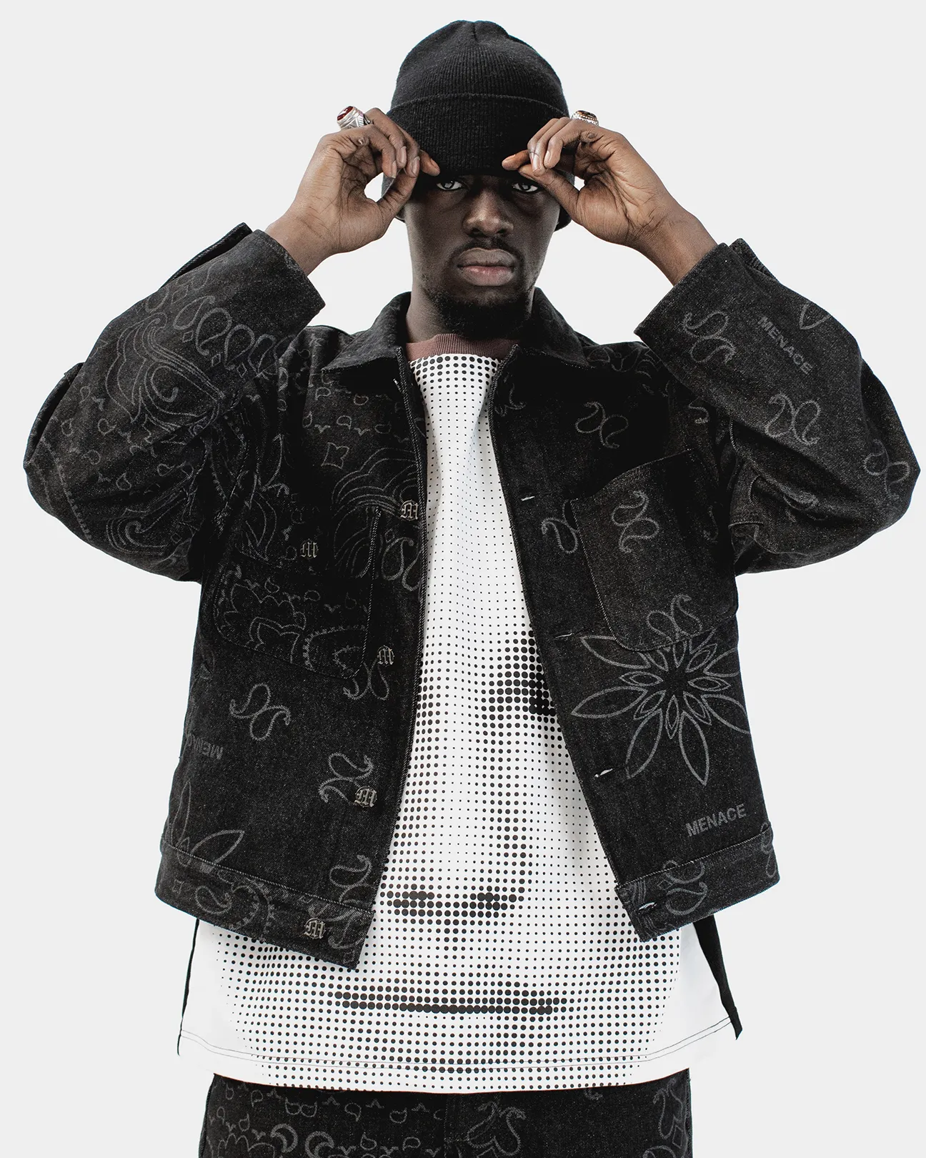 LASER ENGRAVED PAISLEY DENIM JACKET sold by Menace product image thumbnail 4