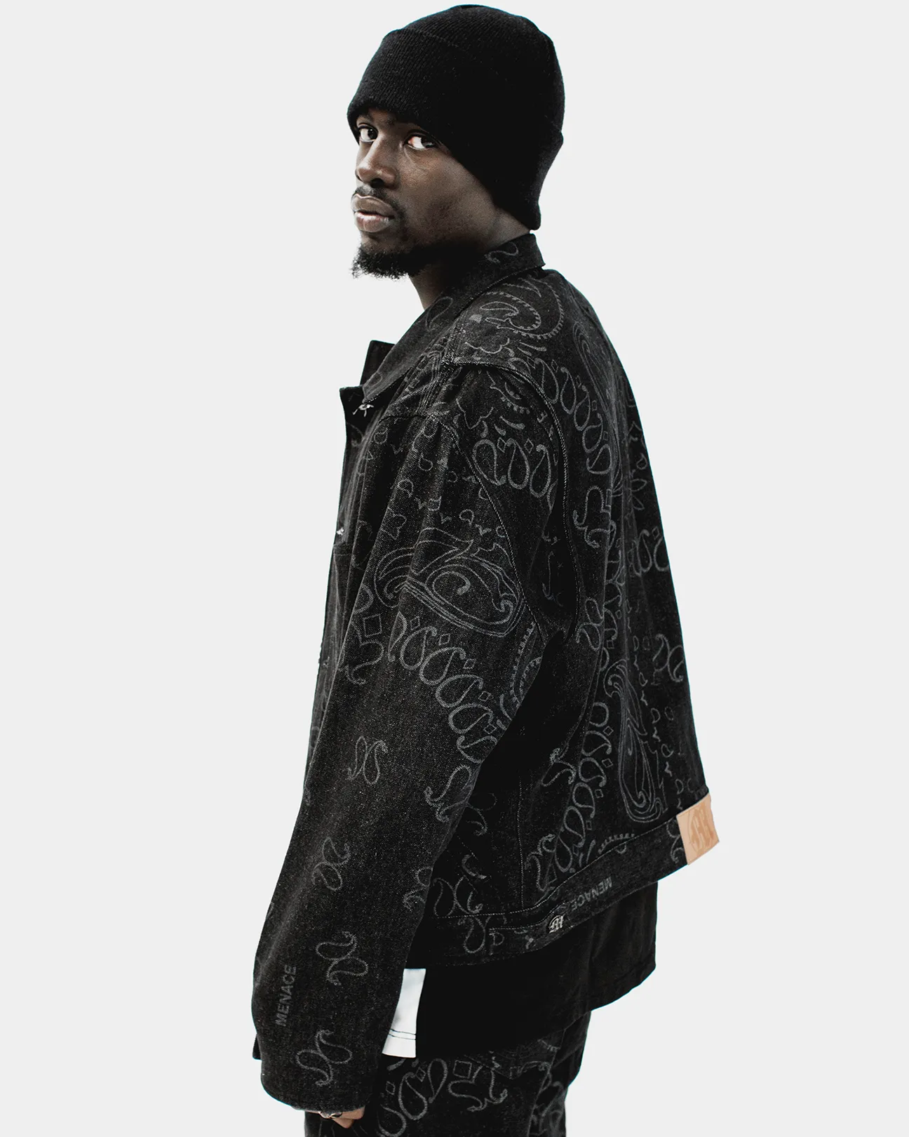 LASER ENGRAVED PAISLEY DENIM JACKET sold by Menace product image thumbnail 5