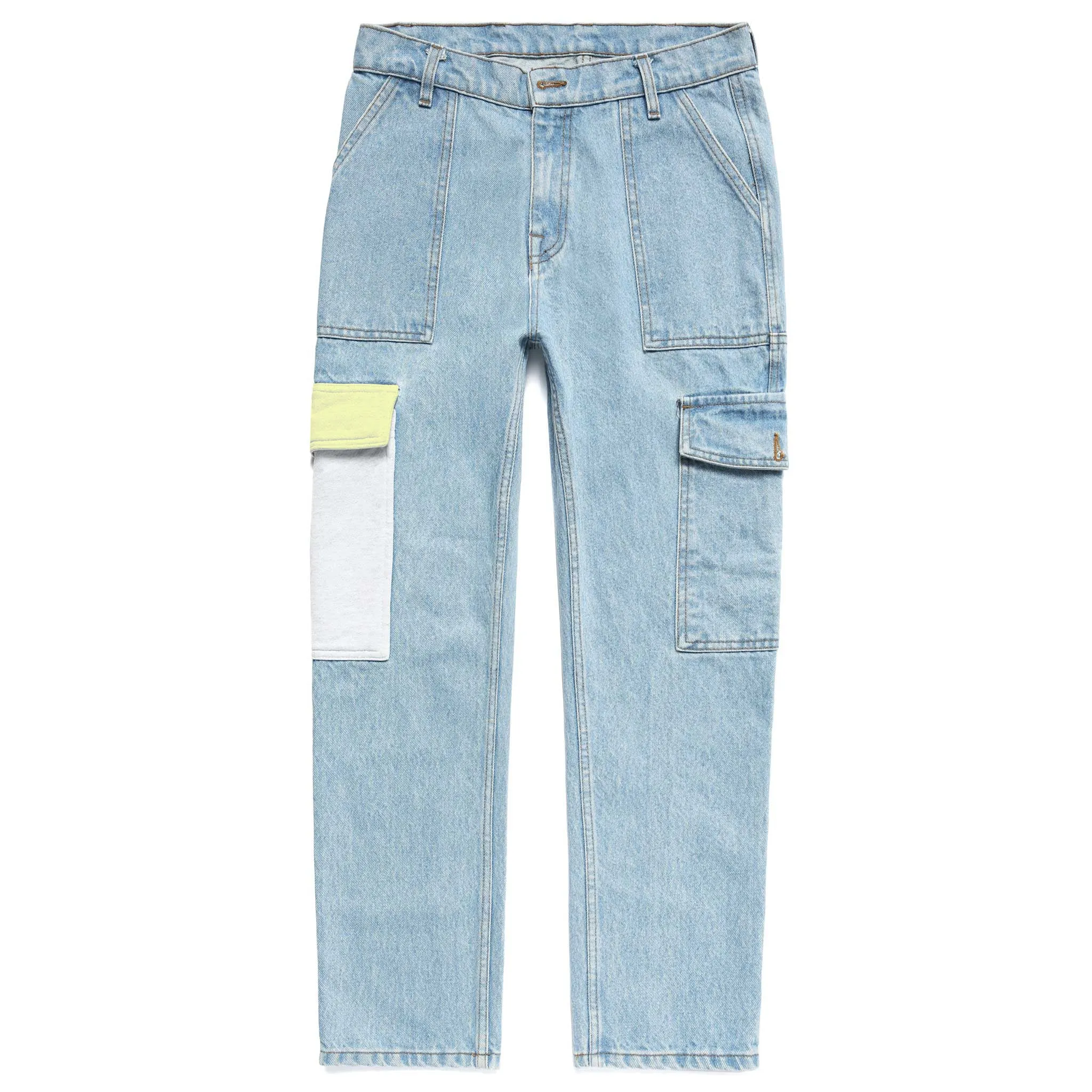 SKULL DISTRESS PANELED CARGO POCKET DENIM PANTS sold by Menace product image thumbnail 2