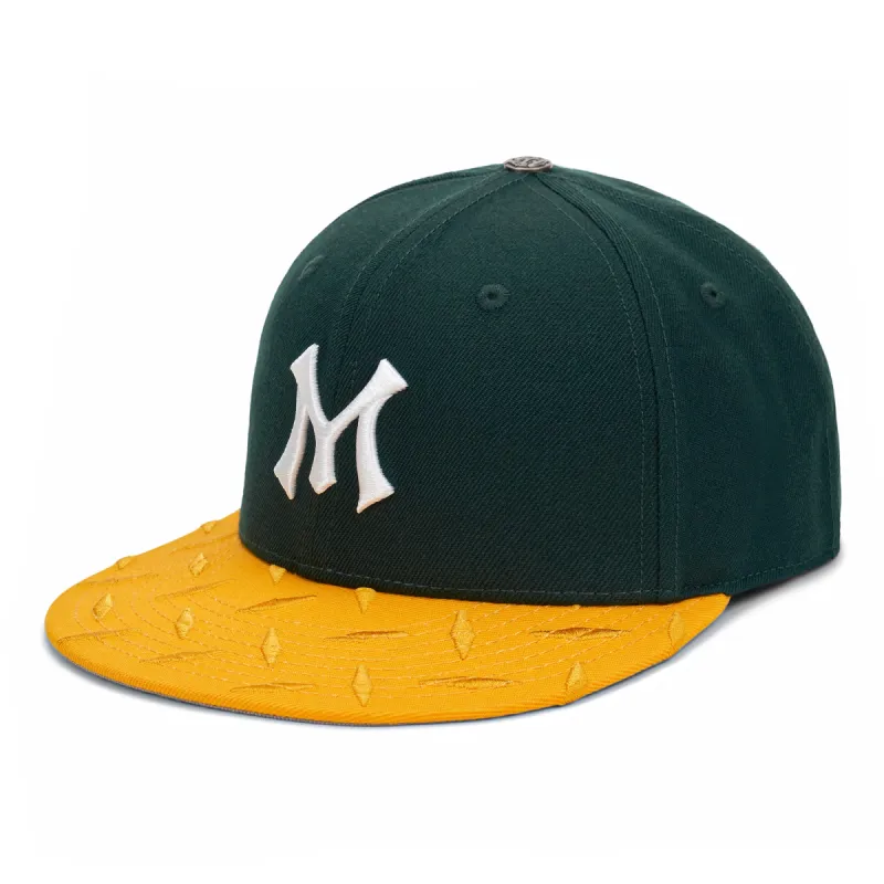 TEAM LOGO STEEL-PLATED BRIM FITTED CAP sold by Menace
