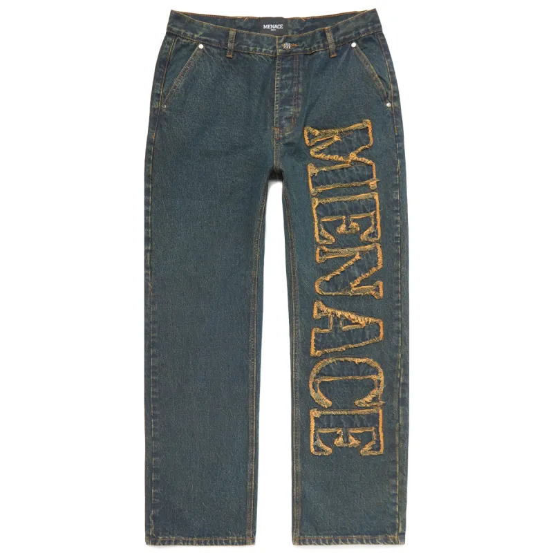 DISTRESSED STENCIL DENIM PANTS sold by Menace