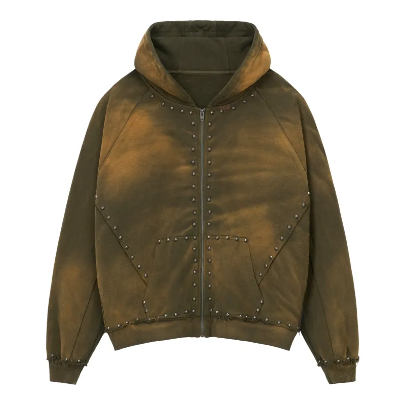 METAL RIVET ZIP-UP HOODIE sold by Menace
