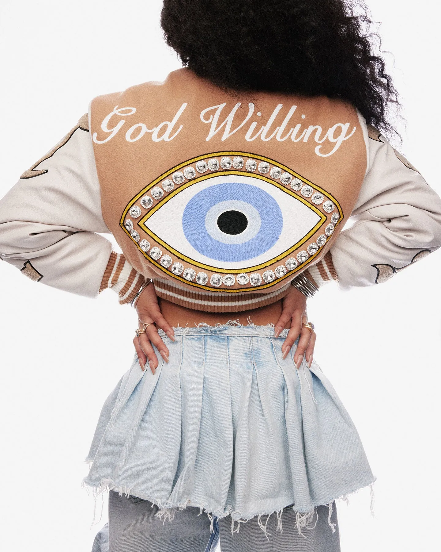 GOD WILLING VARSITY JACKET (CROPPED) sold by Menace product image thumbnail 4