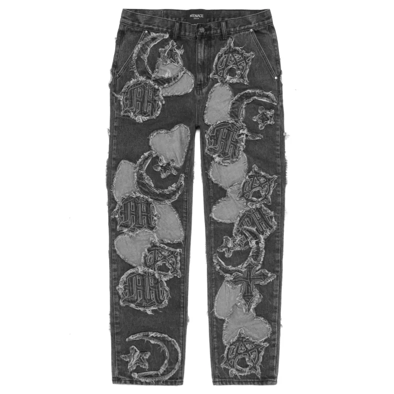 ICONOGRAPHY DENIM PATCH WORK PANTS sold by Menace