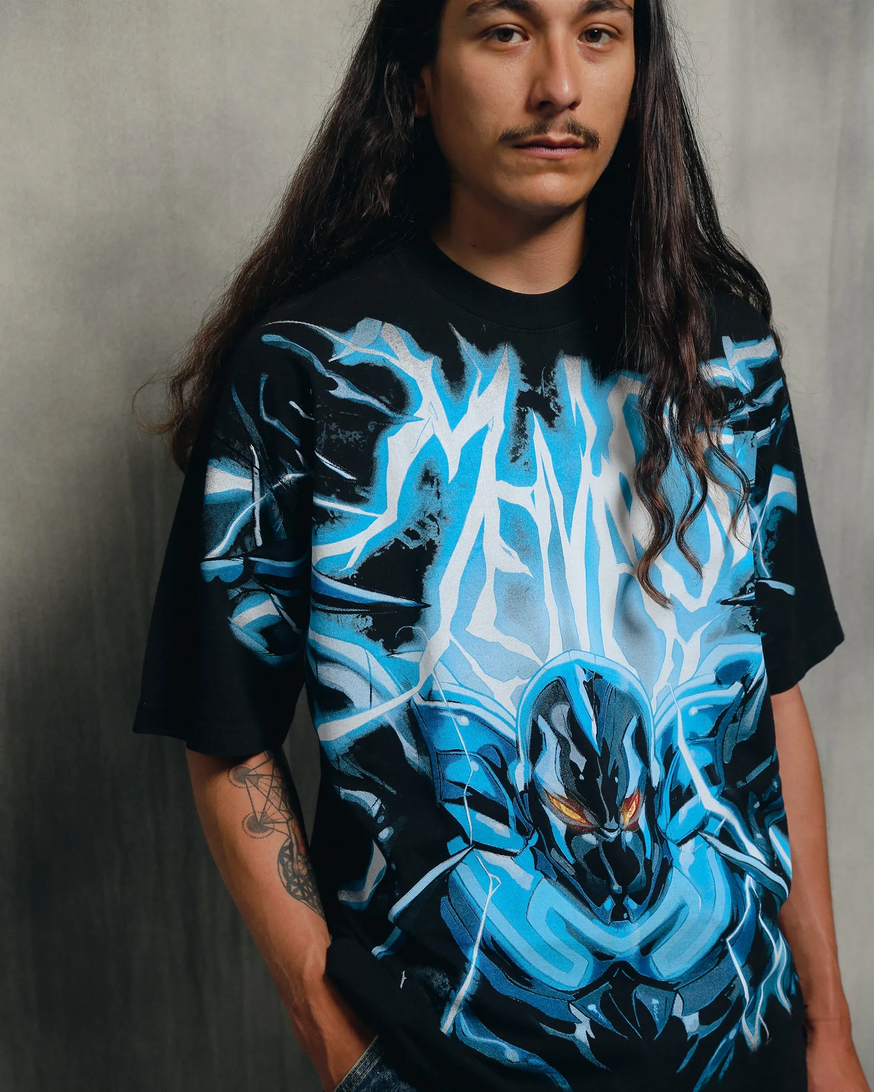 BLUE BEETLE x MENACE T-SHIRT (OVERSIZED PRINT) sold by Menace product image thumbnail 5