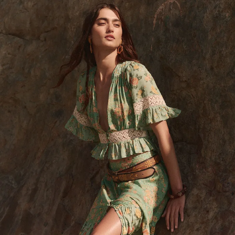 Melody Cropped Blouse sold by Spell