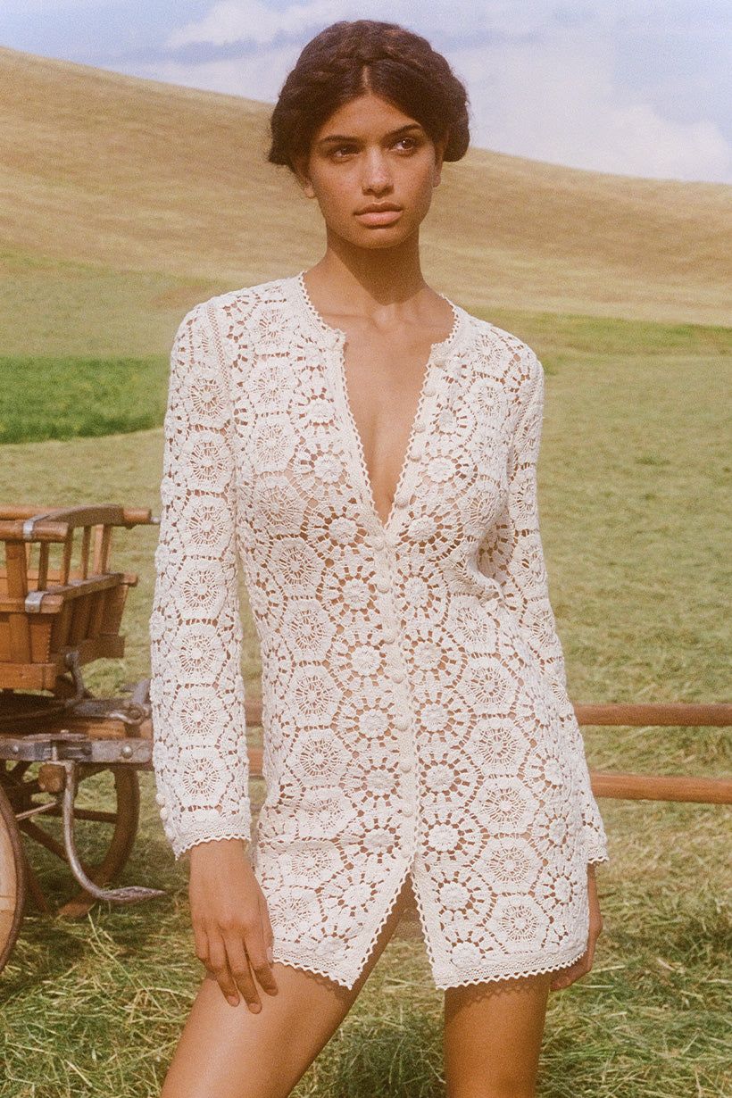 Helena Crochet Lace Mini Dress sold by Spell product image thumbnail 2