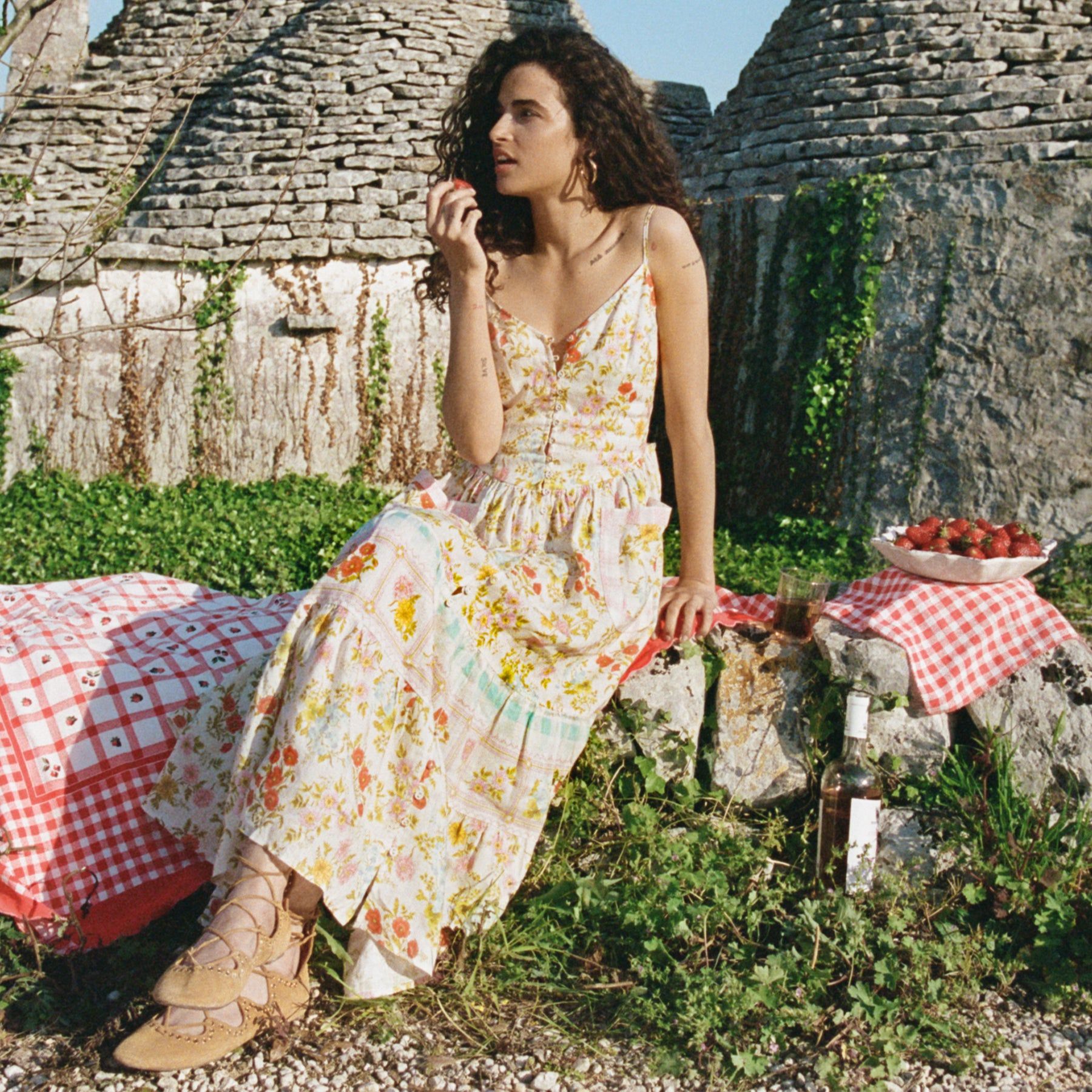 spell flora linen midi dress THE SPELL FLORA LINEN MIDI DRESS - SP-FL-MD