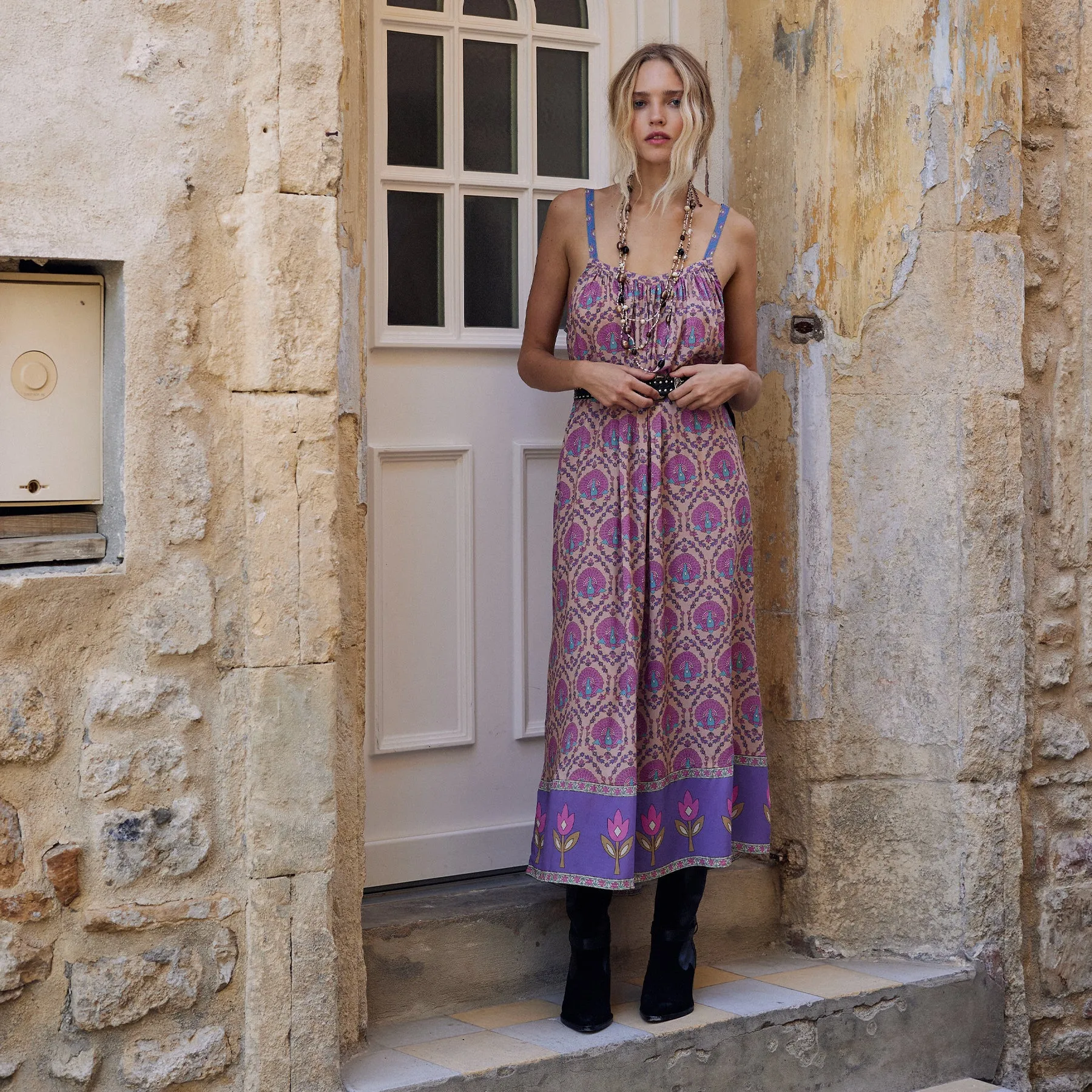 Château Strappy Midi Dress sold by Spell