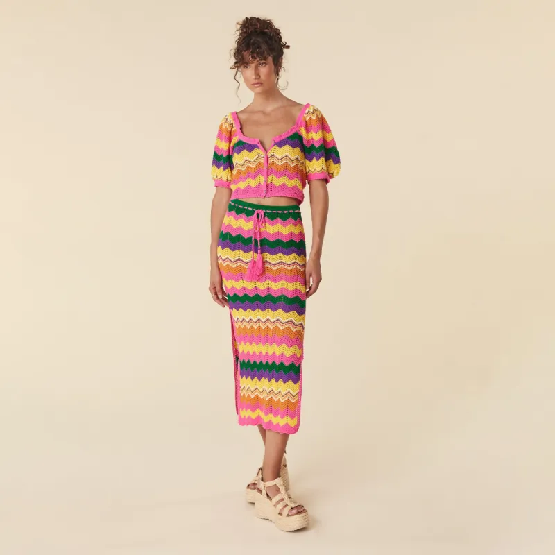 Ziggy Crochet Midi Skirt sold by Spell