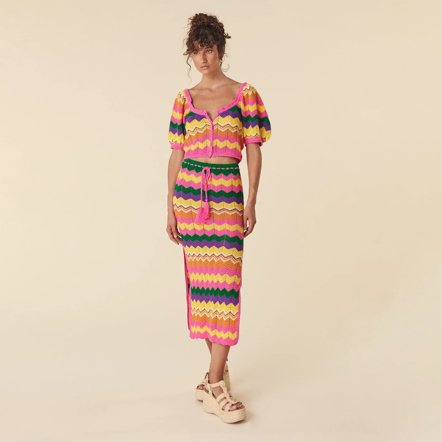 Ziggy Crochet Midi Skirt sold by Spell