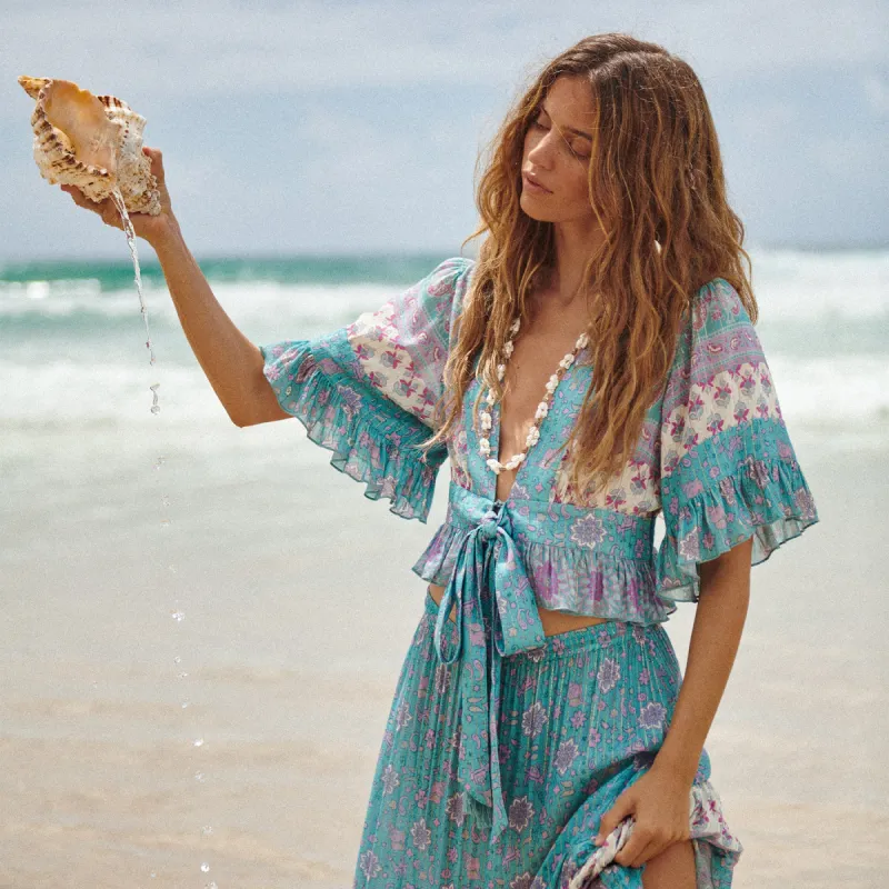 Lovers Beach Cropped Blouse sold by Spell