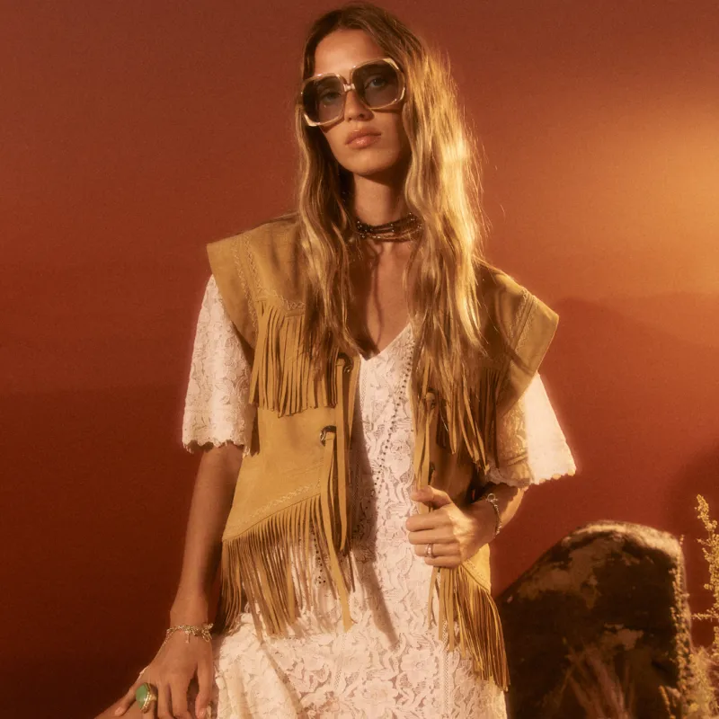 Fearless Heart Suede Fringe Vest sold by Spell