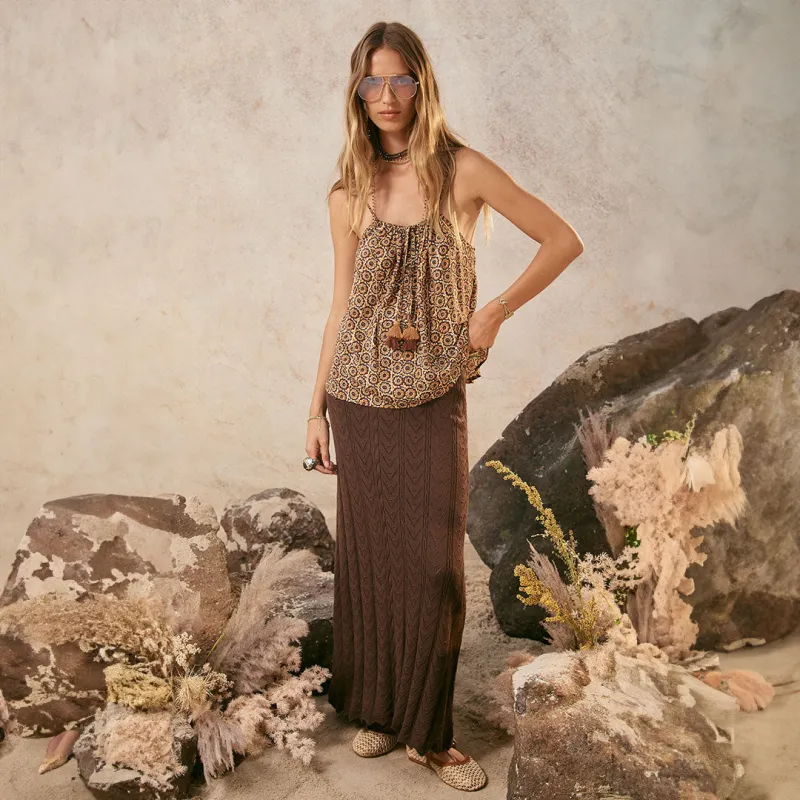 Lou Lou Knit Midi Skirt sold by Spell