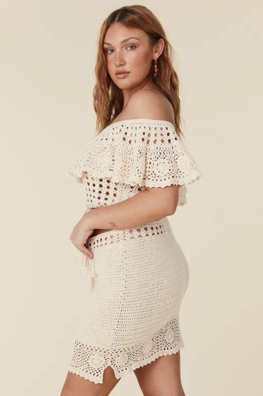 Iluka Crochet Crop Top sold by Spell