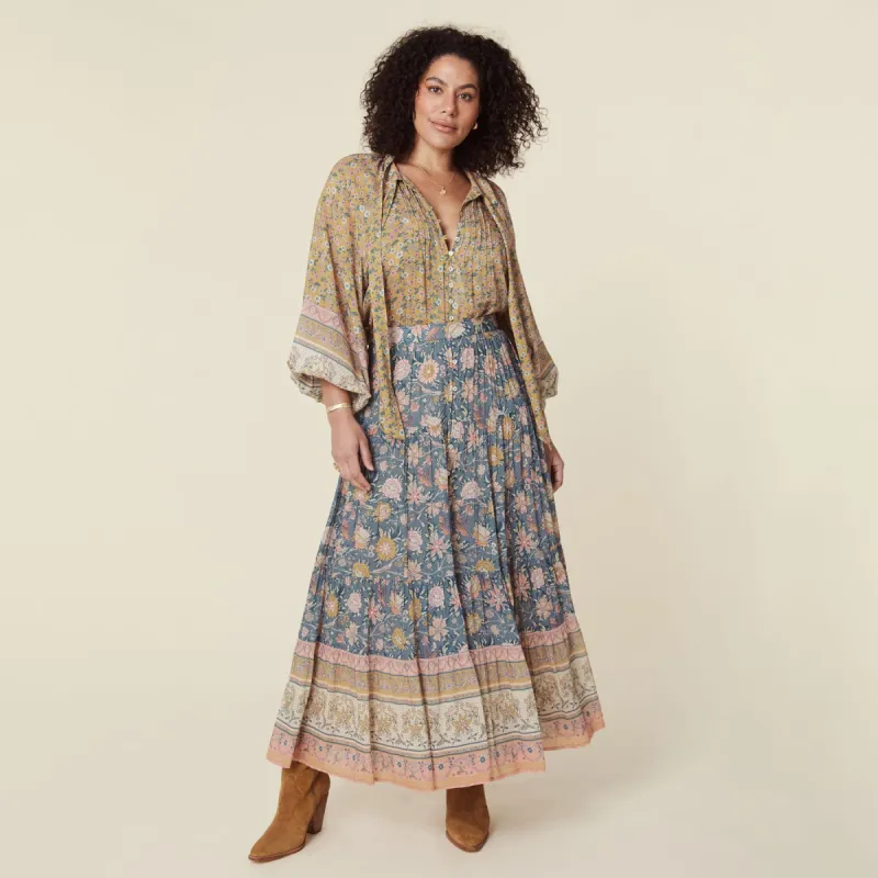 Mossy Button Through Maxi Skirt sold by Spell