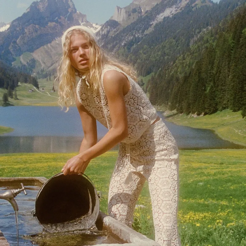 Helena Crochet Lace Top sold by Spell