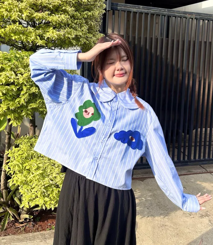 Work Hard Stay Cute Buttoned Shirt Long Sleeve  | Liunic on Things made by Liunic on Things