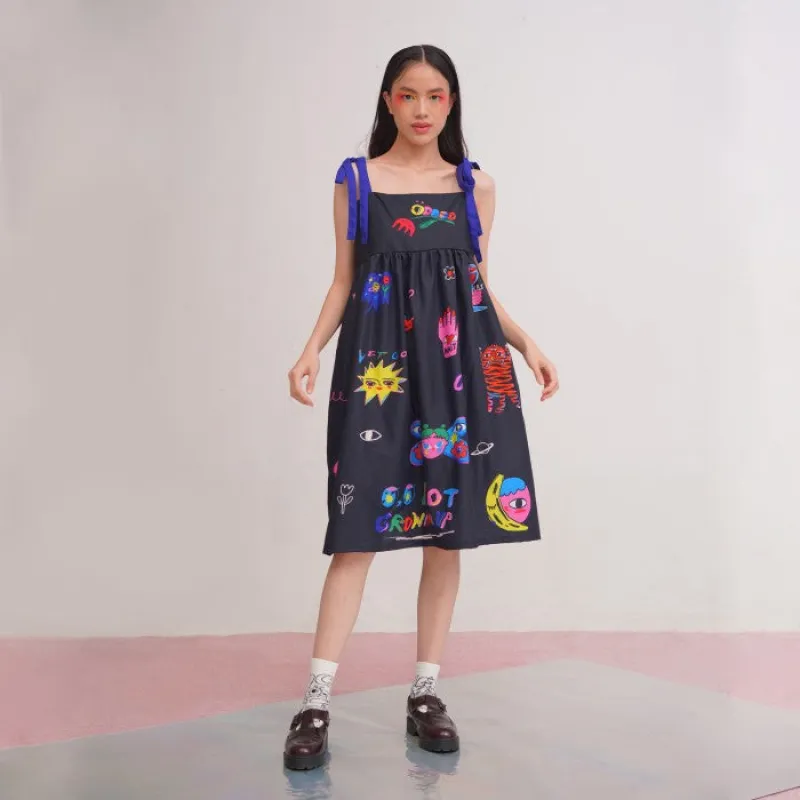 Let Go Black Overall Dress sold by Liunic on Things