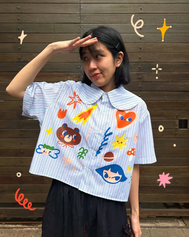 Work Hard Stay Cute Buttoned Shirt | Liunic on Things made by Liunic on Things