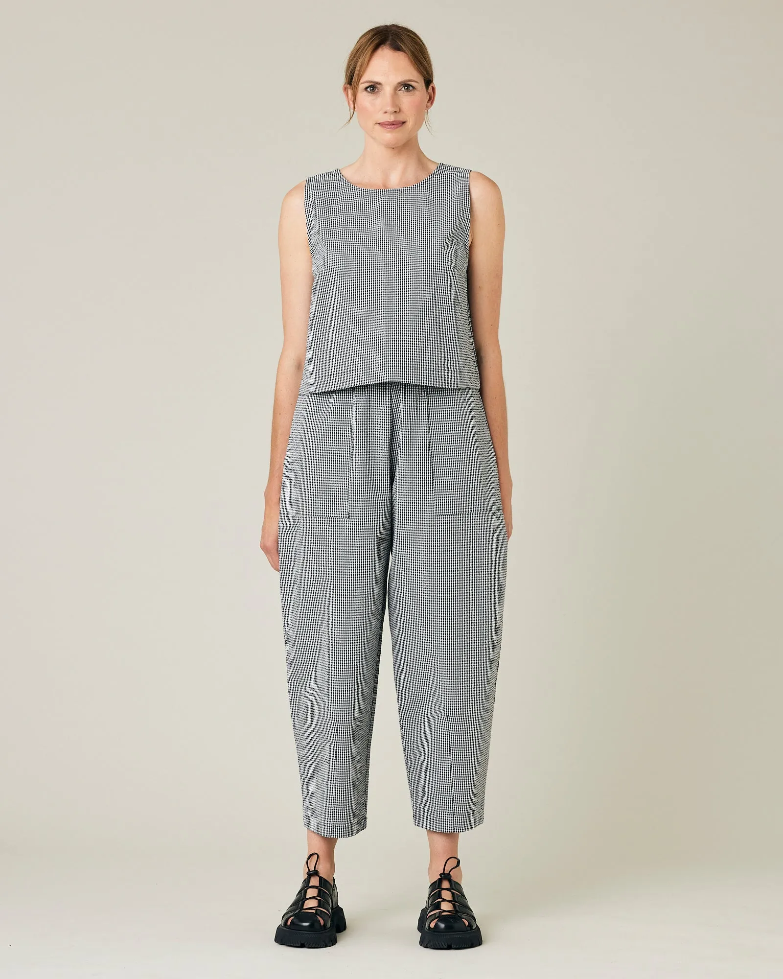 Huxley Black & White Gingham Seersucker Trousers sold by Beyond Nine product image thumbnail 5