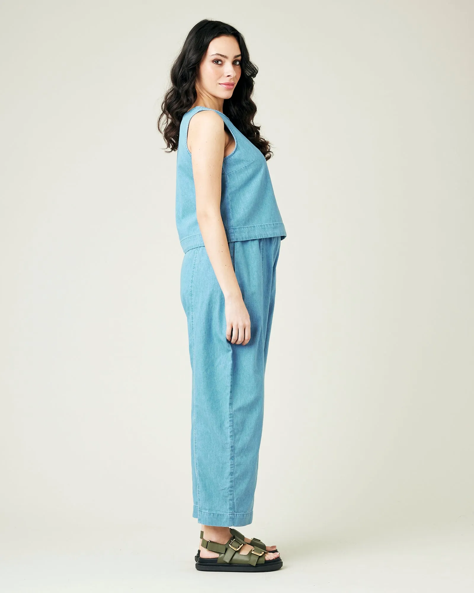 Mabel Light Wash Denim Chambray Trousers sold by Beyond Nine product image thumbnail 4