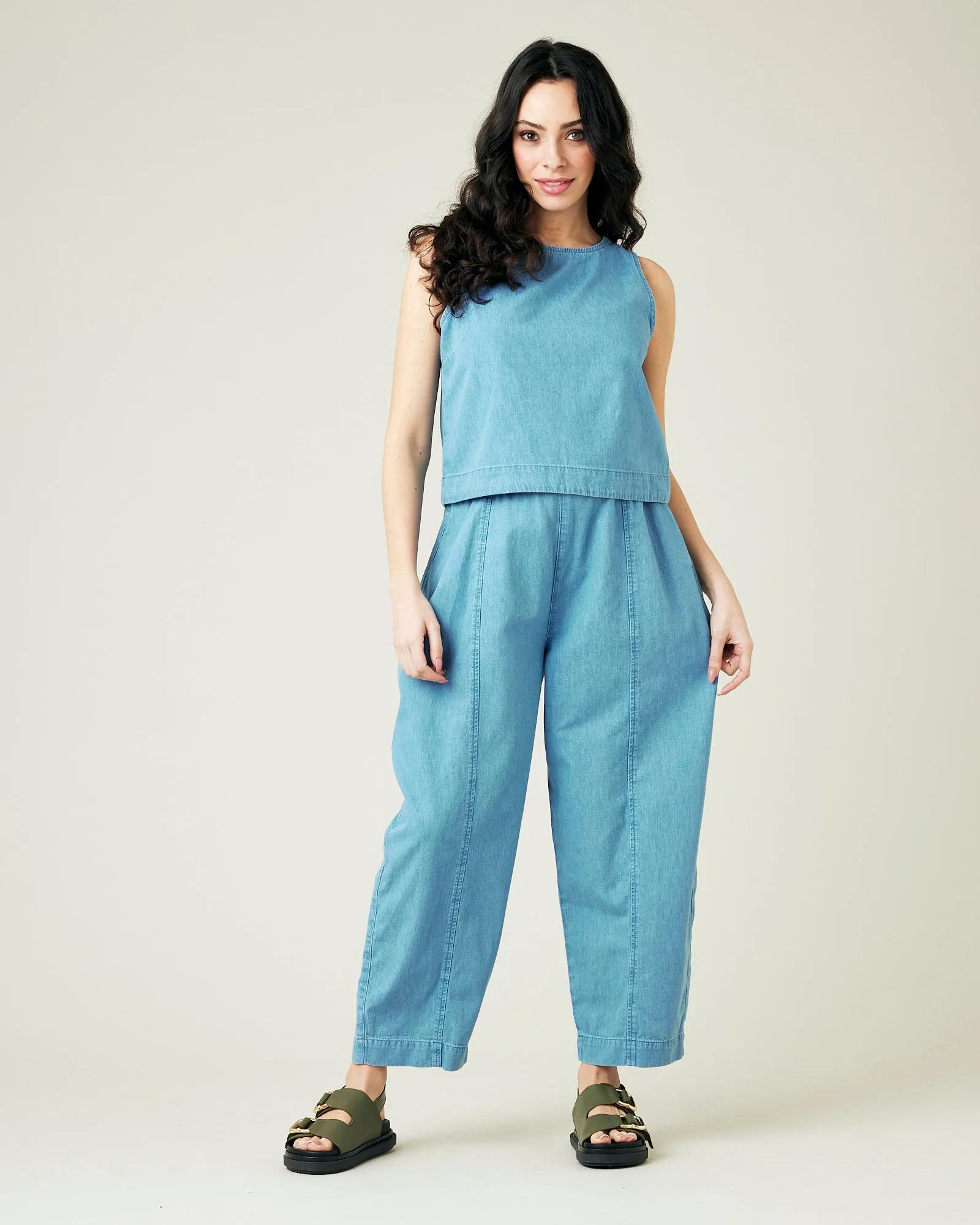 Mabel Light Wash Denim Chambray Trousers sold by Beyond Nine product image thumbnail 5