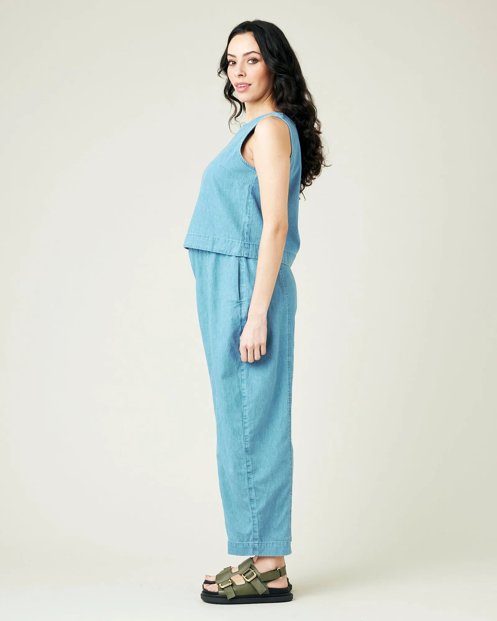 Mabel Light Wash Denim Chambray Trousers sold by Beyond Nine product image thumbnail 2