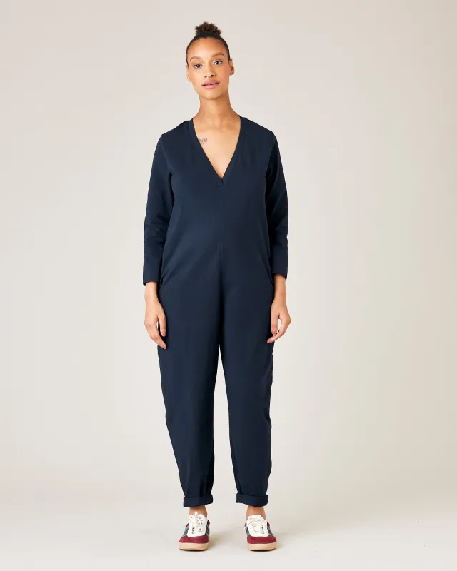 Milly Navy Cotton Jersey Jumpsuit with Pockets sold by Beyond Nine