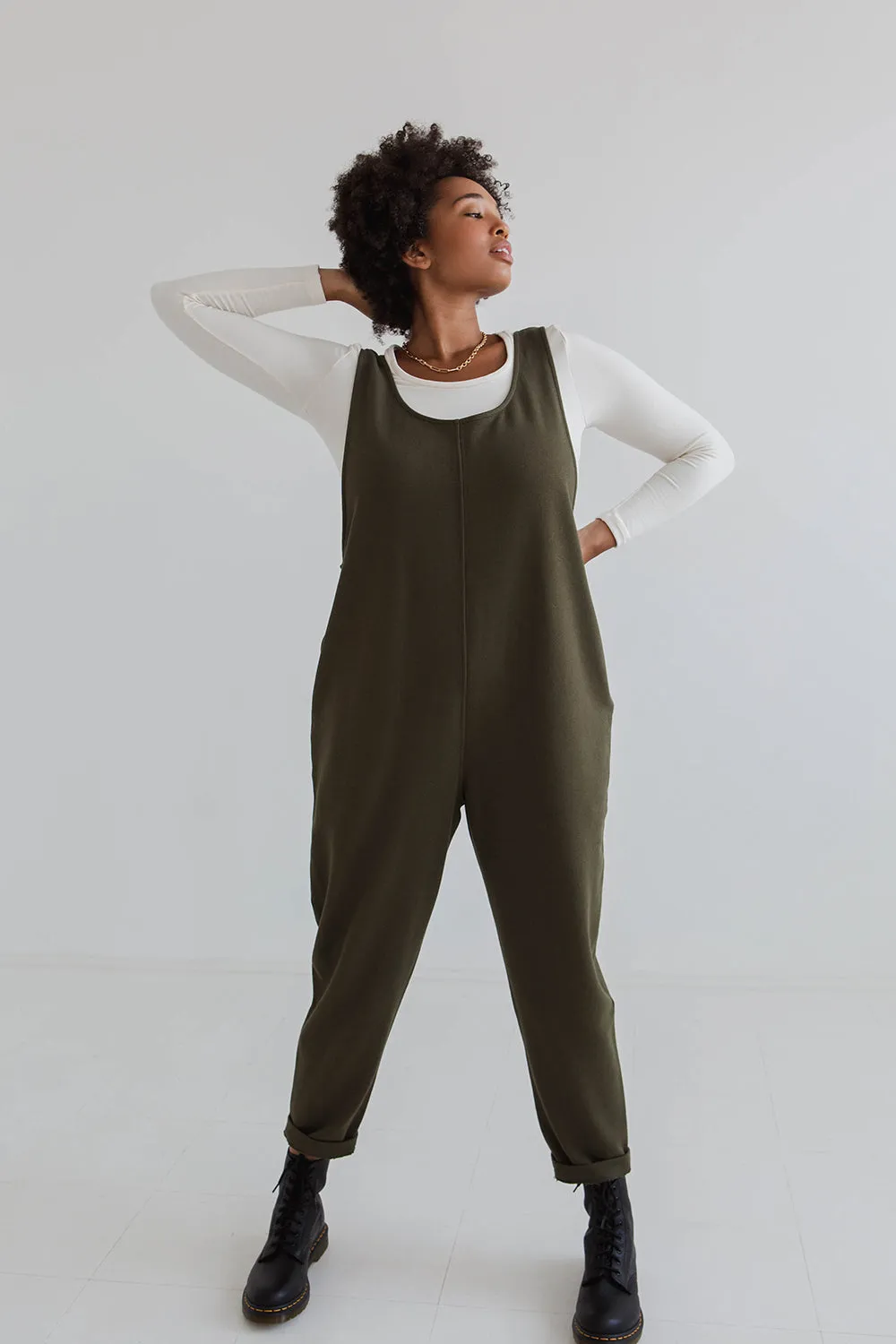 Laura 100% Organic Cotton Jumpsuit - Olive sold by Beyond Nine product image thumbnail 2