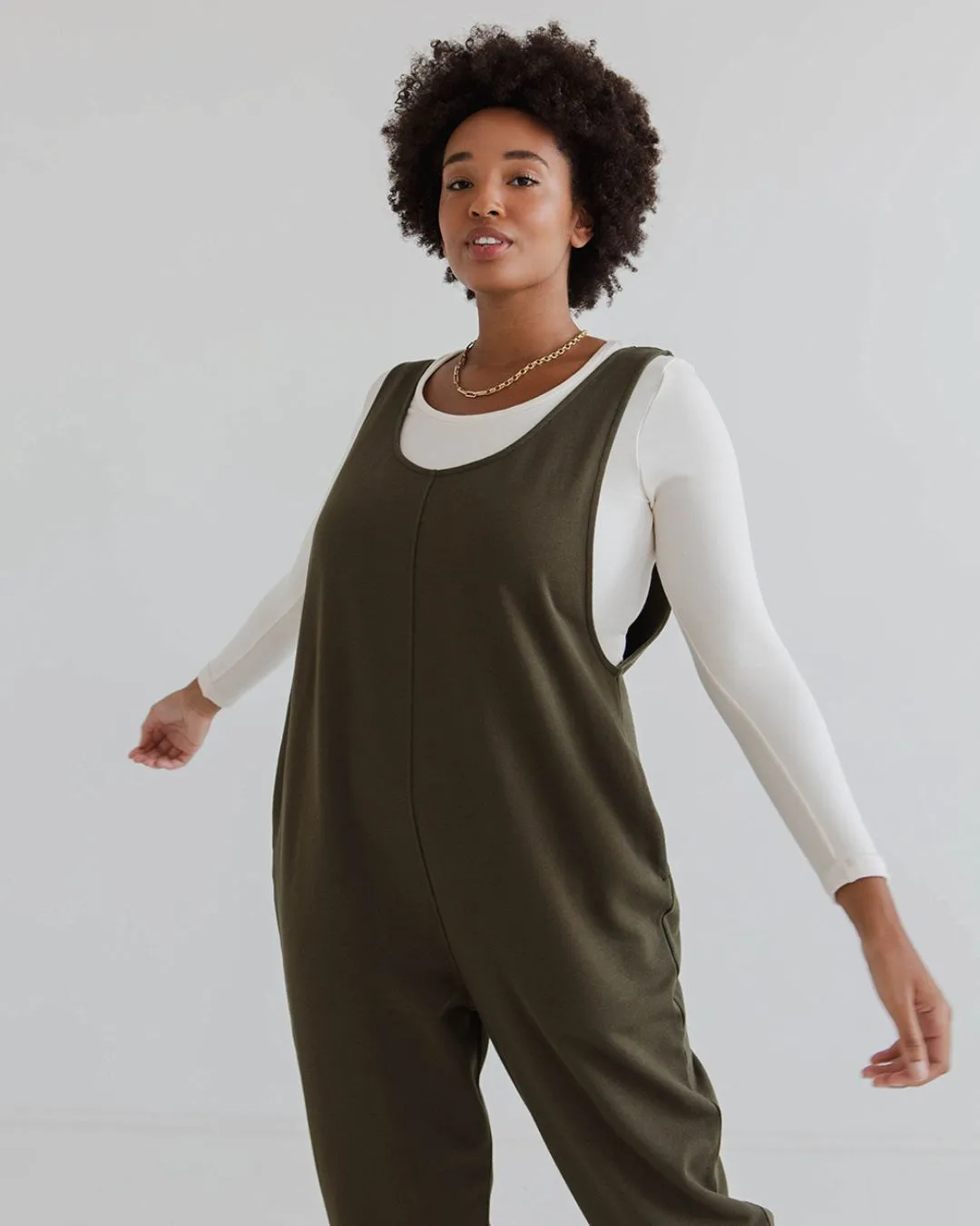 Laura 100% Organic Cotton Jumpsuit - Olive sold by Beyond Nine product image thumbnail 3