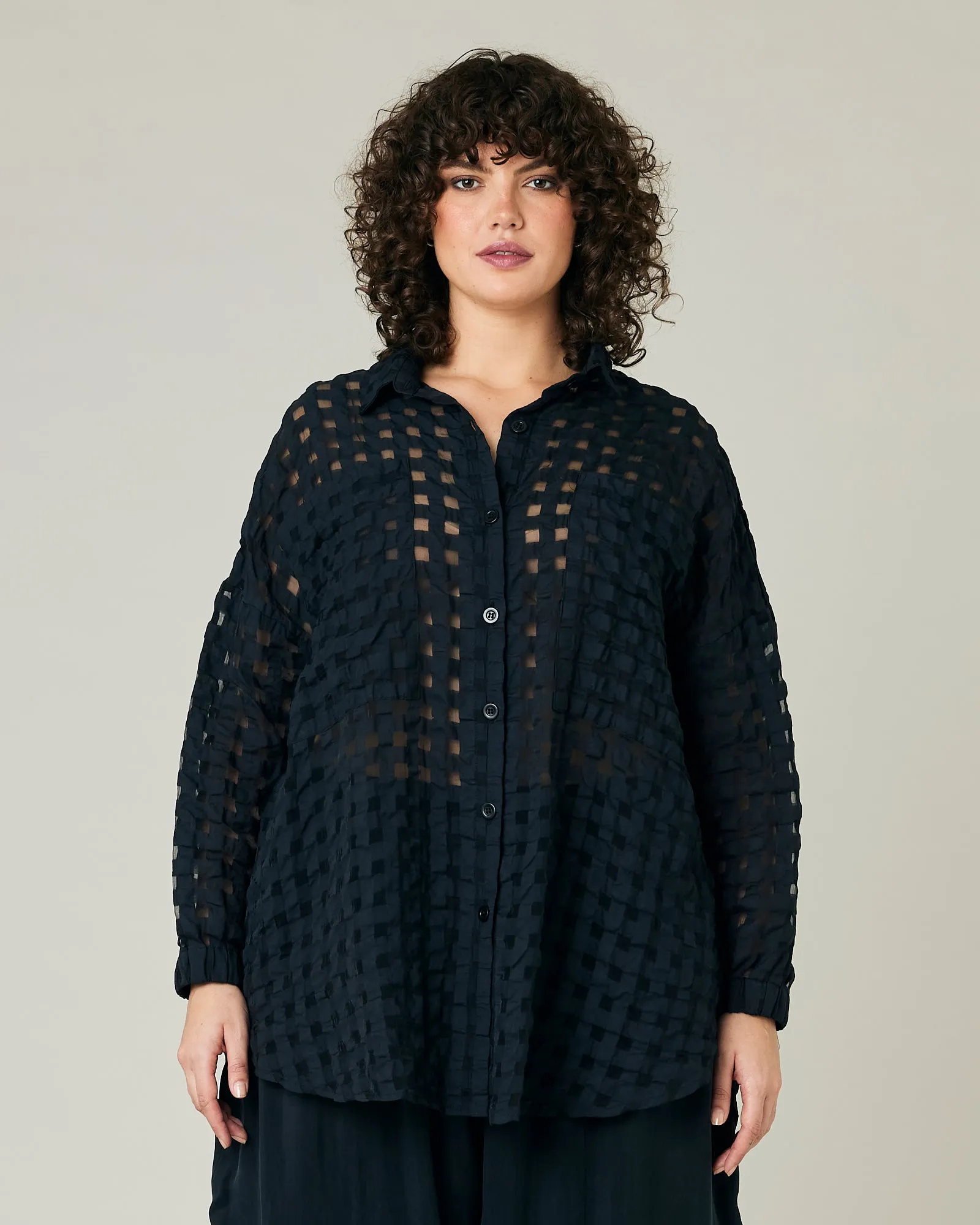 Catherine Black Organza Shirt sold by Beyond Nine