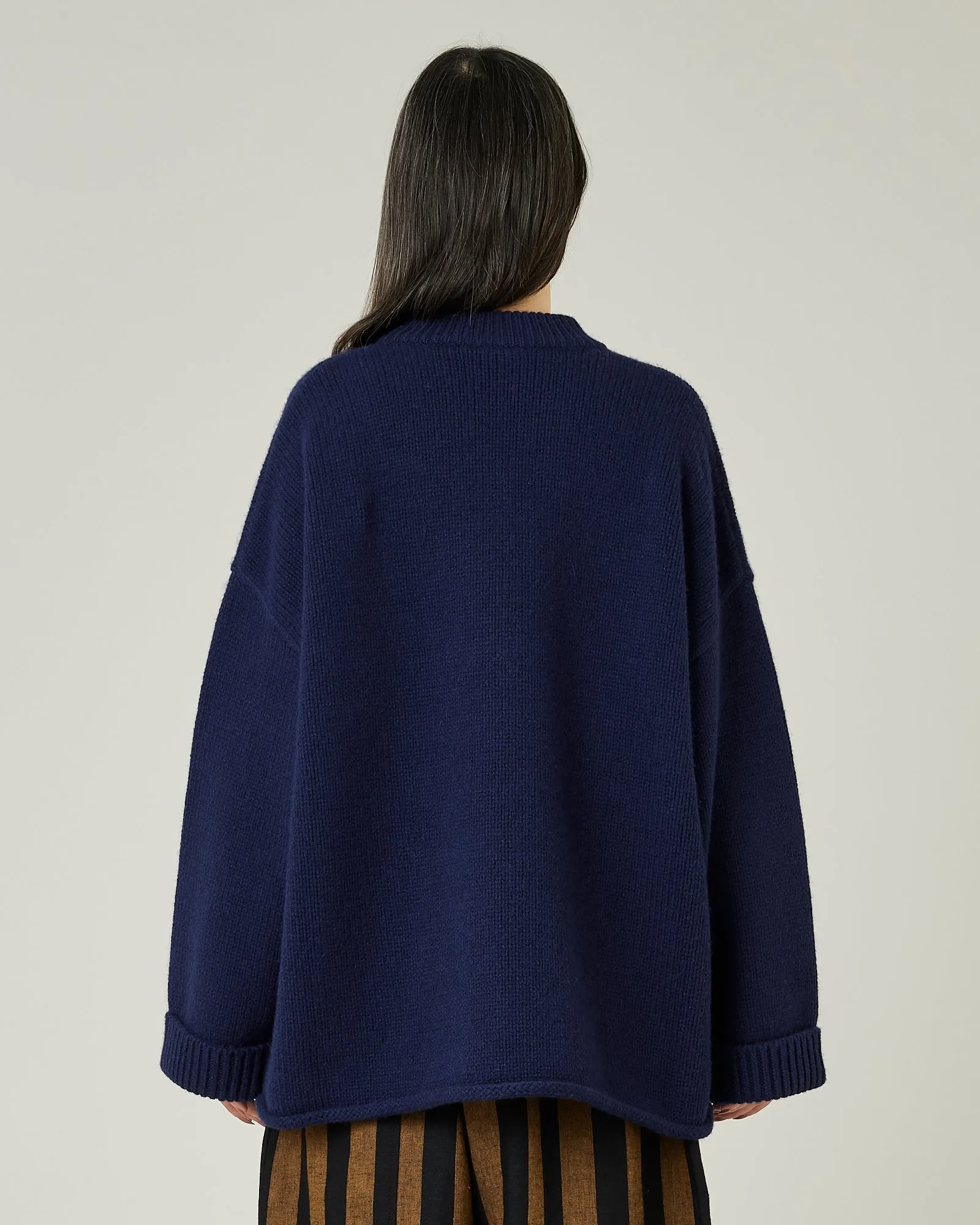 Luna Navy Knitted Wool Jumper sold by Beyond Nine product image thumbnail 3