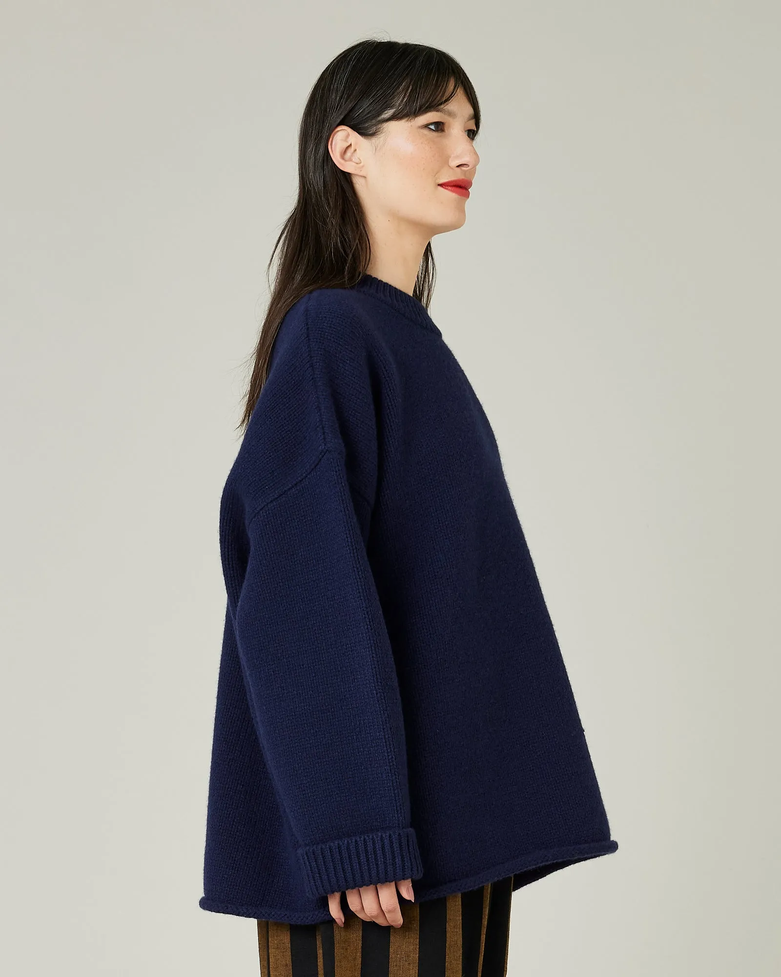 Luna Navy Knitted Wool Jumper sold by Beyond Nine product image thumbnail 4
